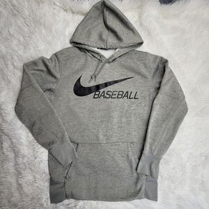 Nike Sweatshirt Men Medium Gray Baseball Hoodie Work Out Active Gym Pullover